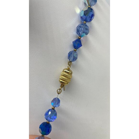 Shades Of Blue Glass Jewelry Bead Necklace Stretch Bracelet & Millefiori Drop Ea - Picture 8 of 12
